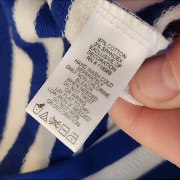 Quacker Factory Nautical Tunic Top Womens XL Blue White Sequins Anchor Beach - Picture 5 of 7